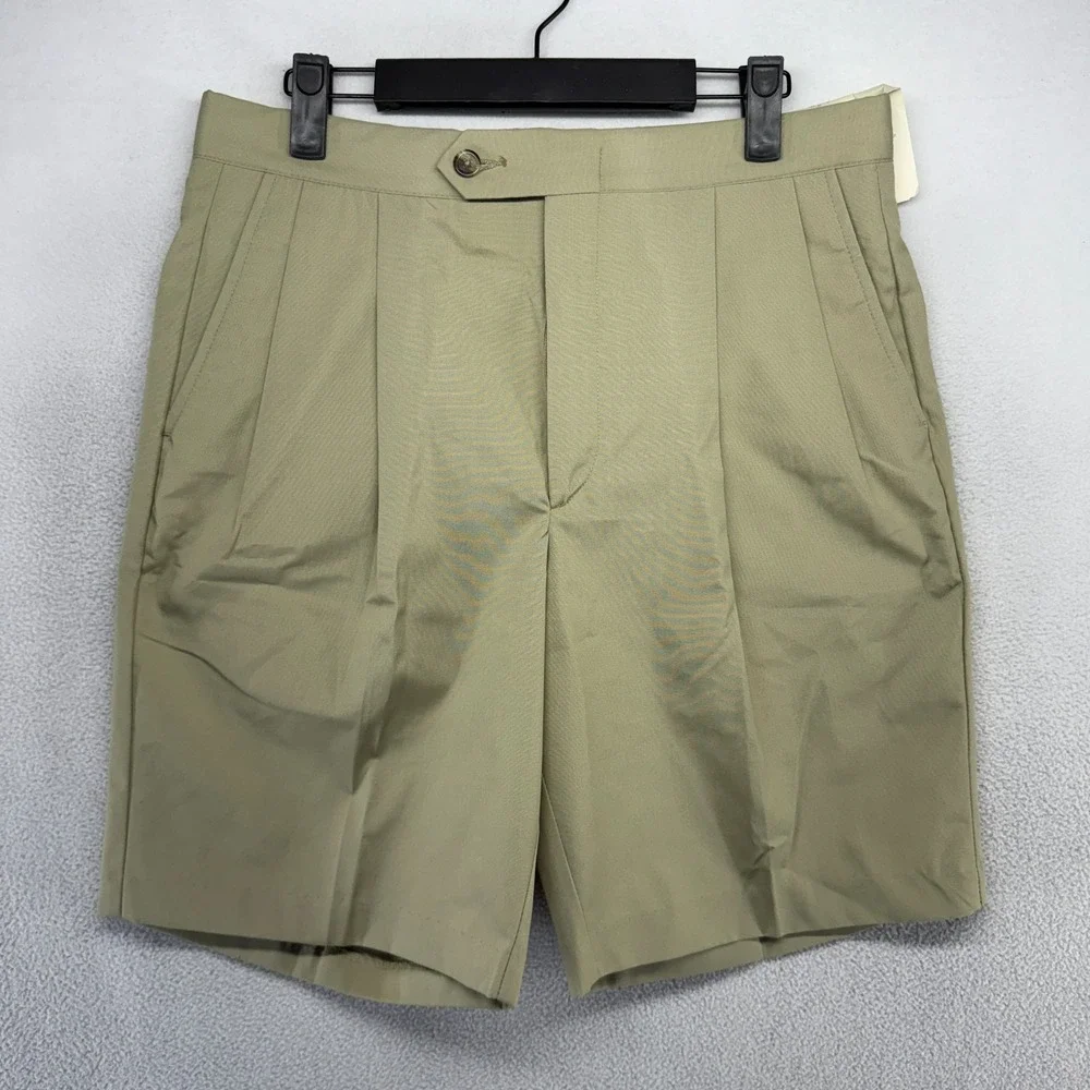 Vintage Sansabelt Shorts Men's 32 Fits 30 Beige High Waisted preppy USA made NEW